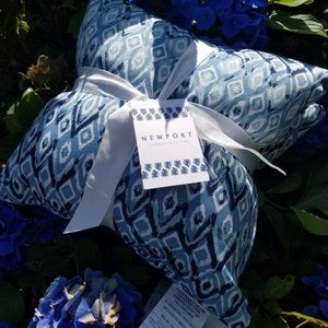 Throw Pillow Set (2) Blue Ikat 18"